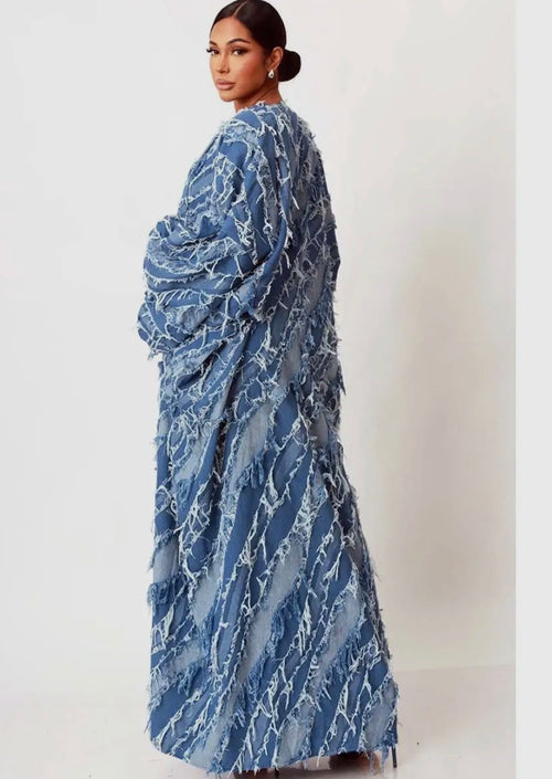 Distressed Denim Cardigan