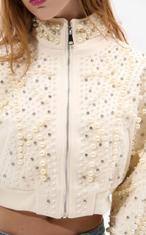 Cream Pearl Statement Jacket
