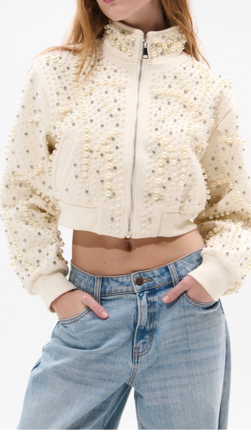 Cream Pearl Statement Jacket