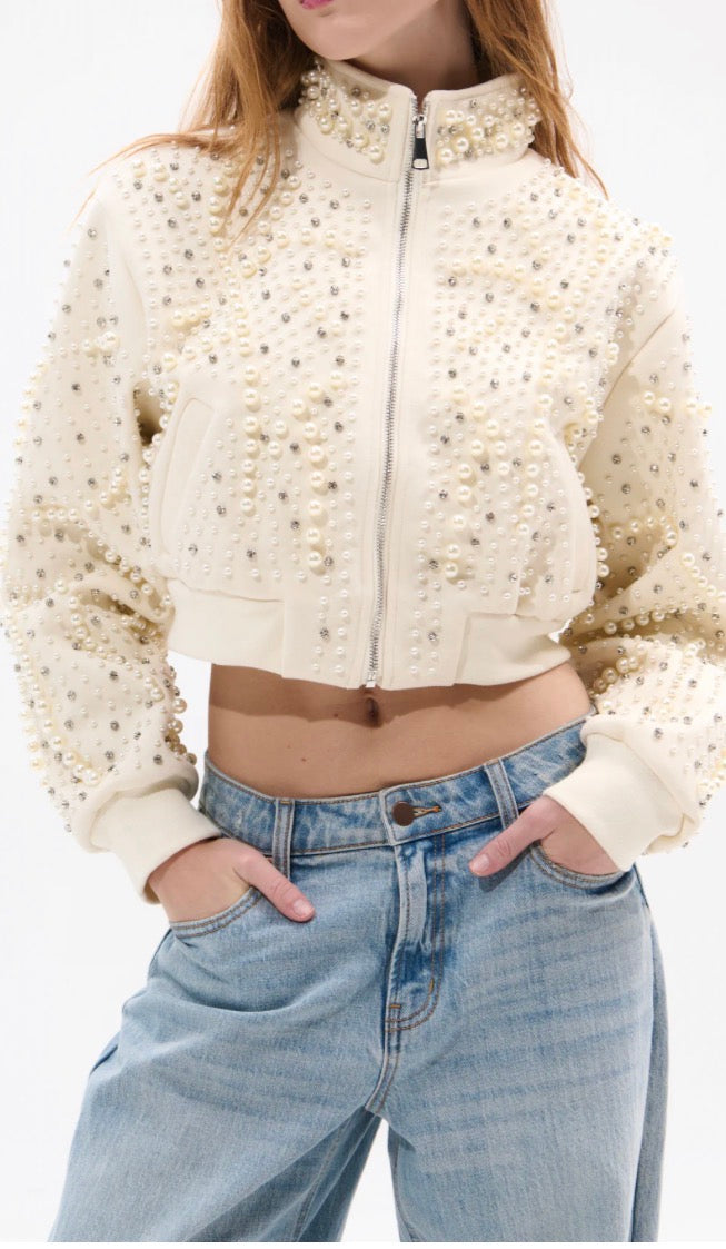 Cream Pearl Statement Jacket
