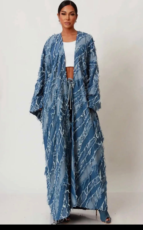 Distressed Denim Cardigan