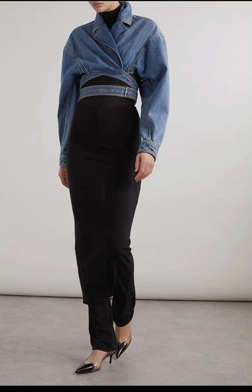 Cross Lapel Waist Denim Waist