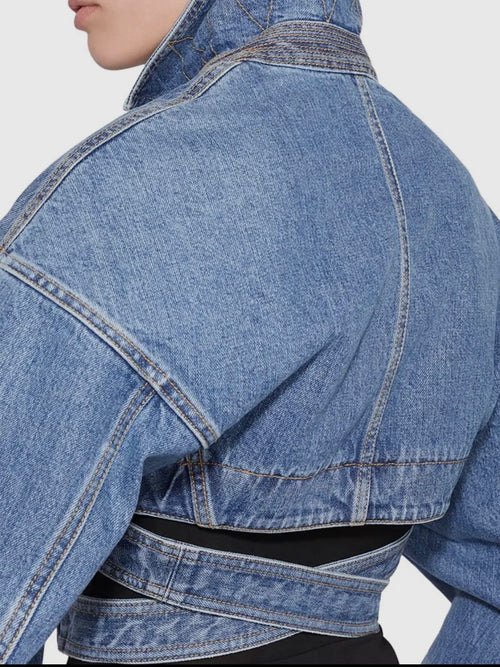 Cross Lapel Waist Denim Waist