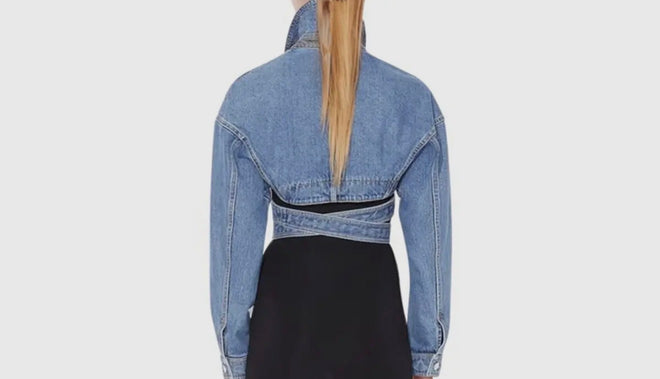 Cross Lapel Waist Denim Waist