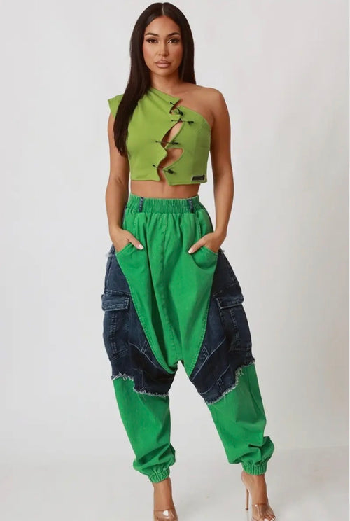 Green Harmen Patchwork Jogger