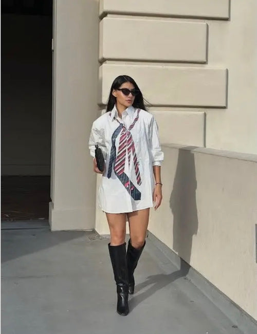 Oversized Tie Print Top